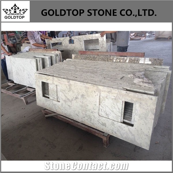 Polished White Andromeda Granite Kitchen Countertop