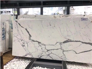 Calacatta Bluette Marble Super White Tiles, Slabs