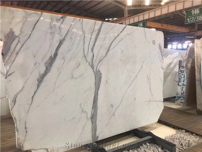 Super White Stone Calacatta Marble Slabs