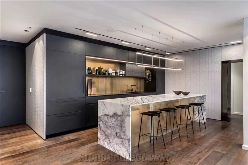 Lilac White Marble Kitchen Island Counter Top