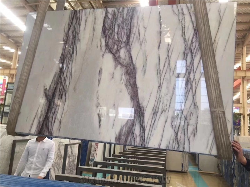 Lilac White Marble Kitchen Island Counter Top