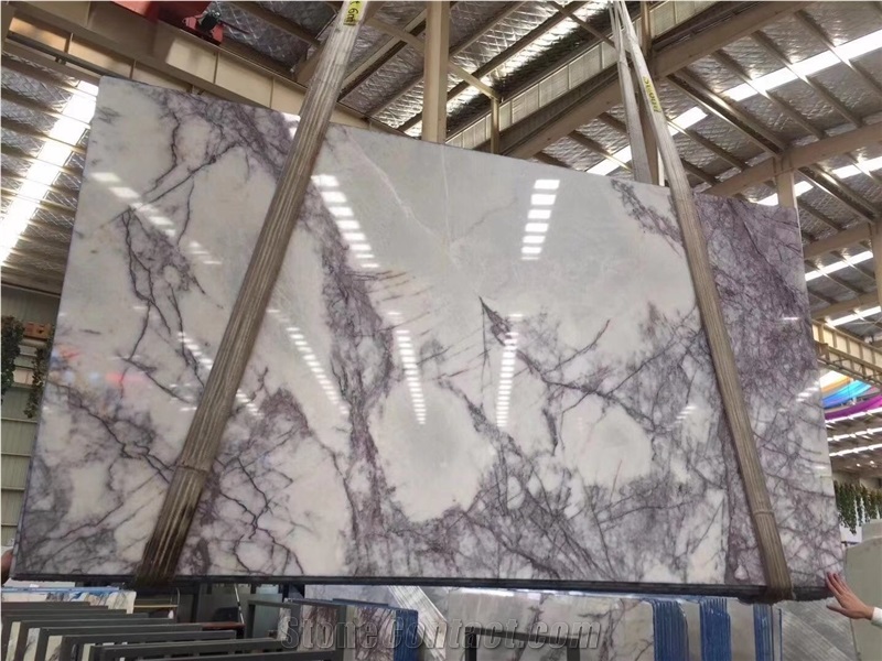 Lilac White Marble Kitchen Island Counter Top