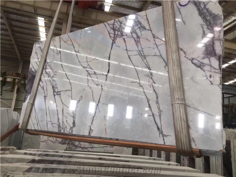 Lilac White Marble Kitchen Island Counter Top
