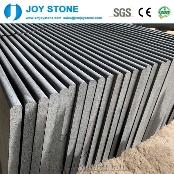 Cheap Hainan Black Basalt Honed Staircase Tread