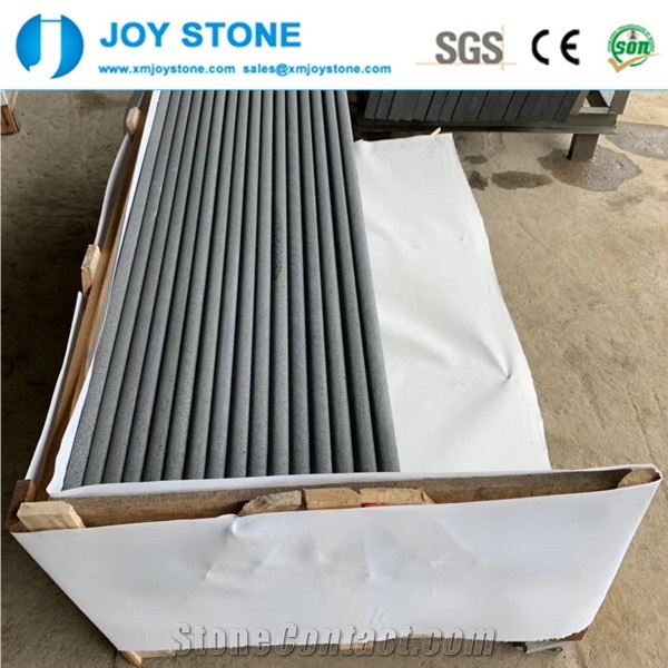 Cheap Hainan Black Basalt Honed Staircase Tread