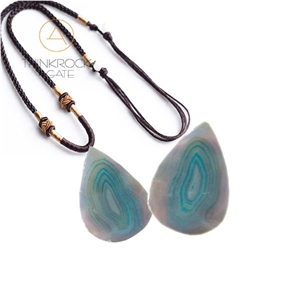 Agate Semiprecious Necklace Golden Edge Jewelry