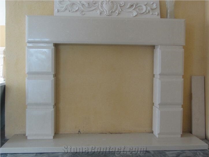 Artificial Stone Pure White Color Marble Fireplace