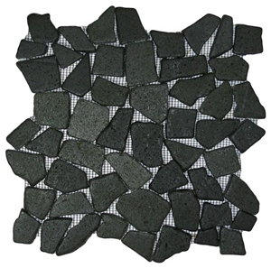 Basalt Mosaic Mesh on Back Cobble Dark Grey Basalt Mosaic Mesh on Back Cobble Dark Grey