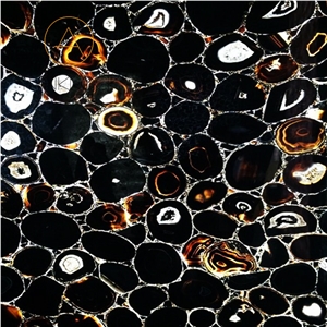 Brazil Black Agate Slabs for Bath Design, Modern Bathroom Design