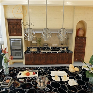 Brazil Black Agate Slabs for Bath Design, Modern Bathroom Design