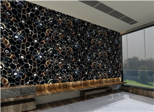 Brazil Black Agate Slabs for Bath Design, Modern Bathroom Design