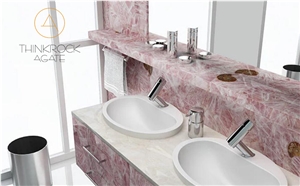 Brazil Rose Quartz Semiprecious Stone Slabs for Wall Applications