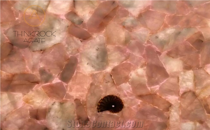 Brazil Rose Quartz Semiprecious Stone Slabs for Wall Applications