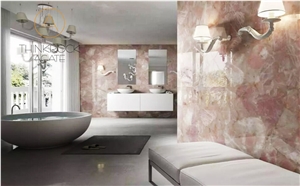 Brazil Rose Quartz Semiprecious Stone Slabs for Wall Applications