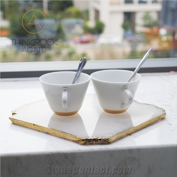 Irregular China White Crystal Tea Trays