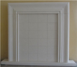 Moca Cream Beige Limestones Indoor Plain Fireplace