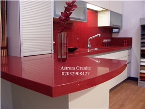 Red Starlight Quartz Kitchen Worktop in London Uk