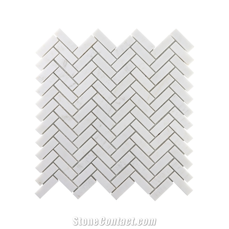 Best Statuary White Marble Herringbone Mosaic