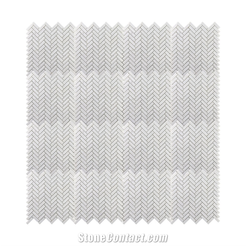 Best Statuary White Marble Herringbone Mosaic