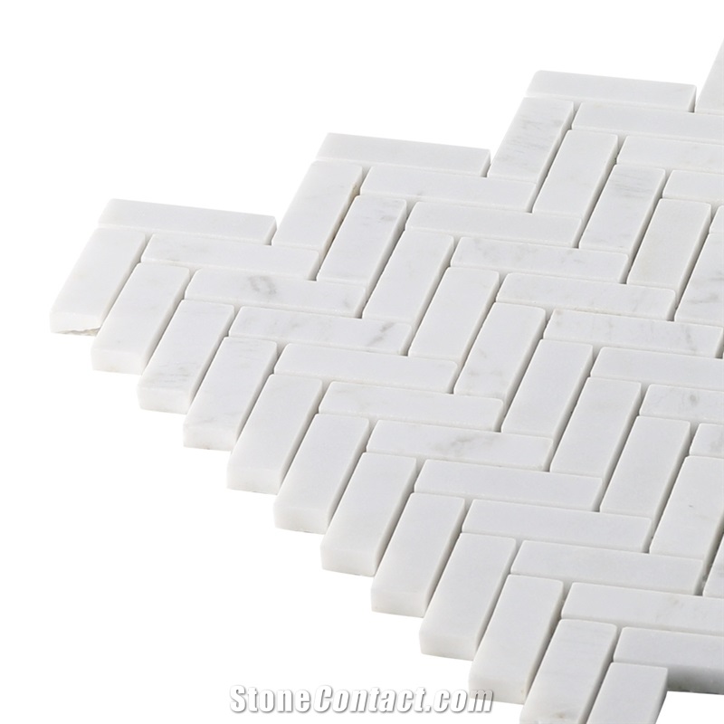 Best Statuary White Marble Herringbone Mosaic