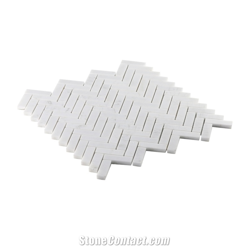 Best Statuary White Marble Herringbone Mosaic