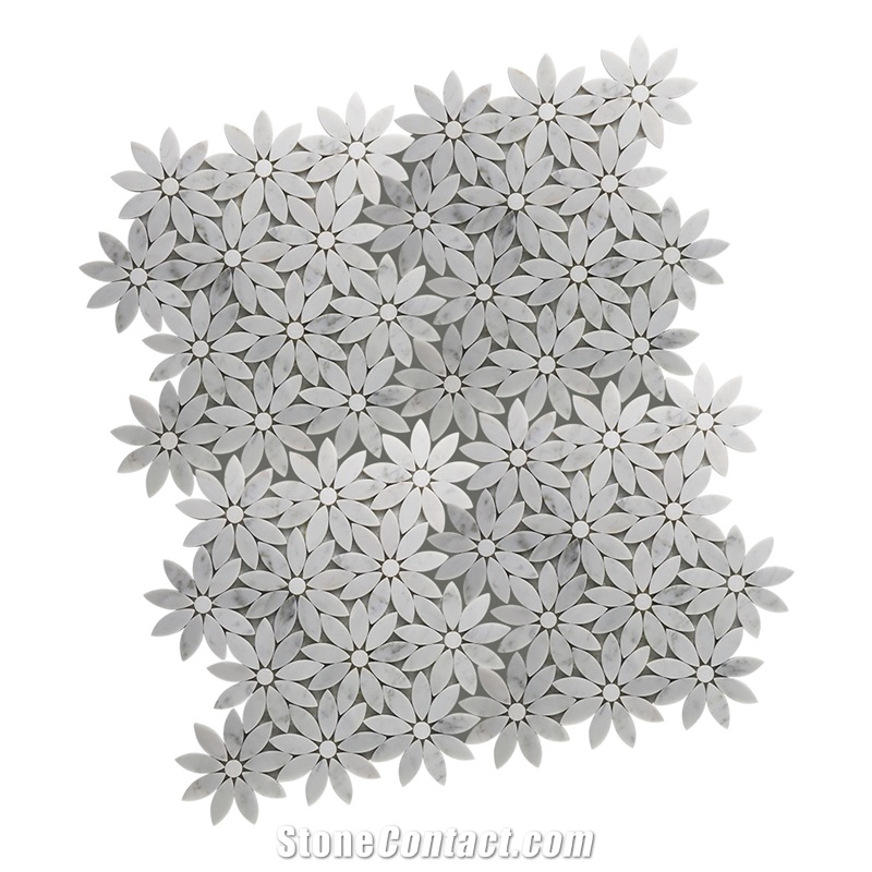 Carrara Flower Design Wall Tiles Moasic
