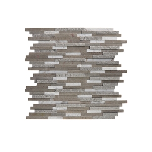 Cinderella Grey+Volakas Mixed Finish Linear Mosaic