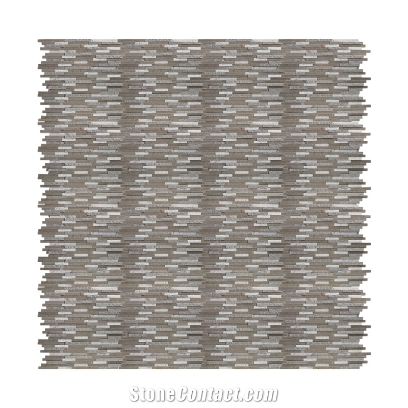 Cinderella Grey+Volakas Mixed Finish Linear Mosaic