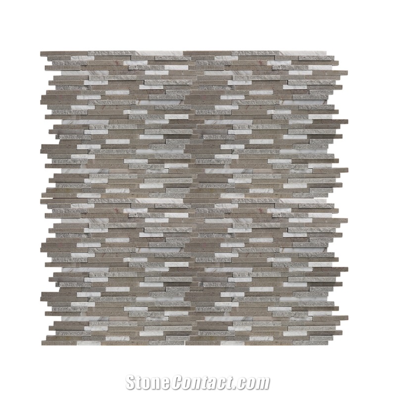 Cinderella Grey+Volakas Mixed Finish Linear Mosaic