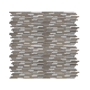 Cinderella Grey+Volakas Mixed Finish Linear Mosaic