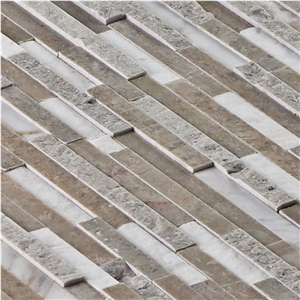 Cinderella Grey+Volakas Mixed Finish Linear Mosaic