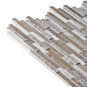 Cinderella Grey+Volakas Mixed Finish Linear Mosaic