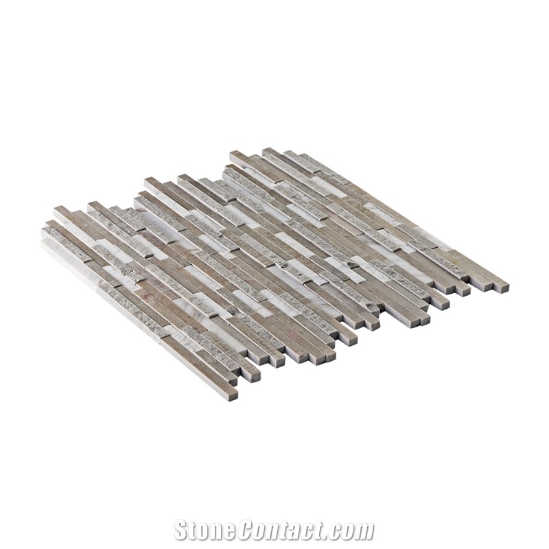 Cinderella Grey+Volakas Mixed Finish Linear Mosaic