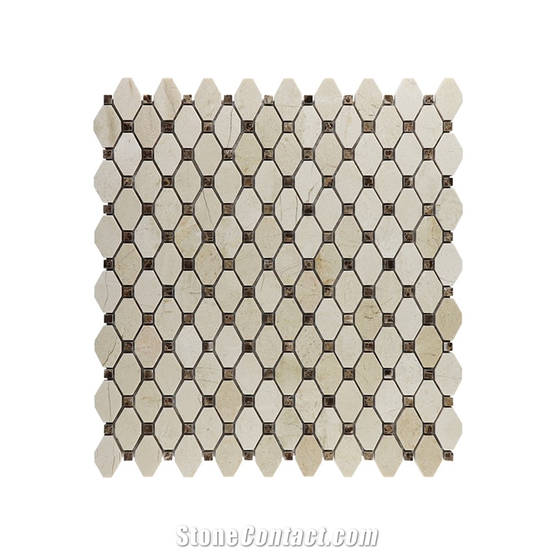 High Quality Crema Marfil Octagon Marble Mosai