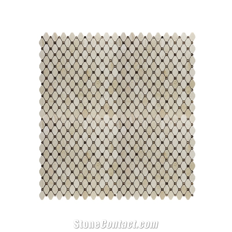 High Quality Crema Marfil Octagon Marble Mosai