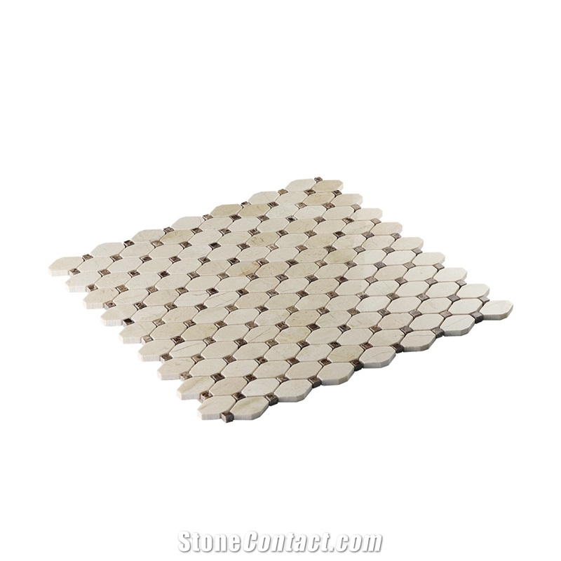 High Quality Crema Marfil Octagon Marble Mosai