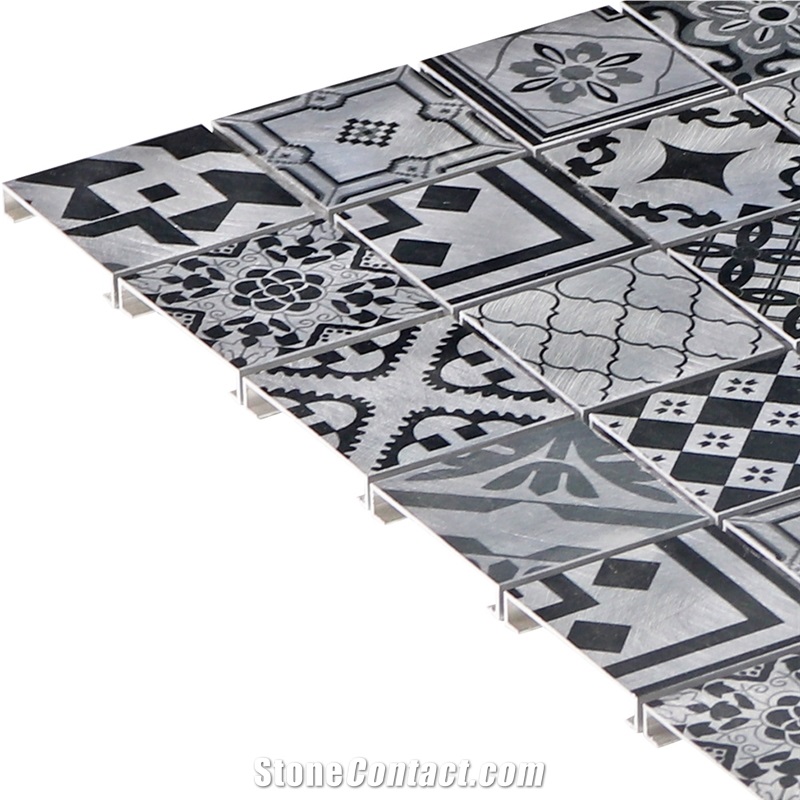 Inkjet Mosaic Grey Flower Pattern Tile