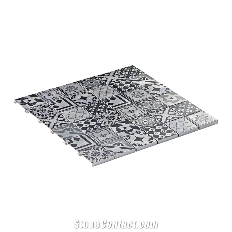 Inkjet Mosaic Grey Flower Pattern Tile