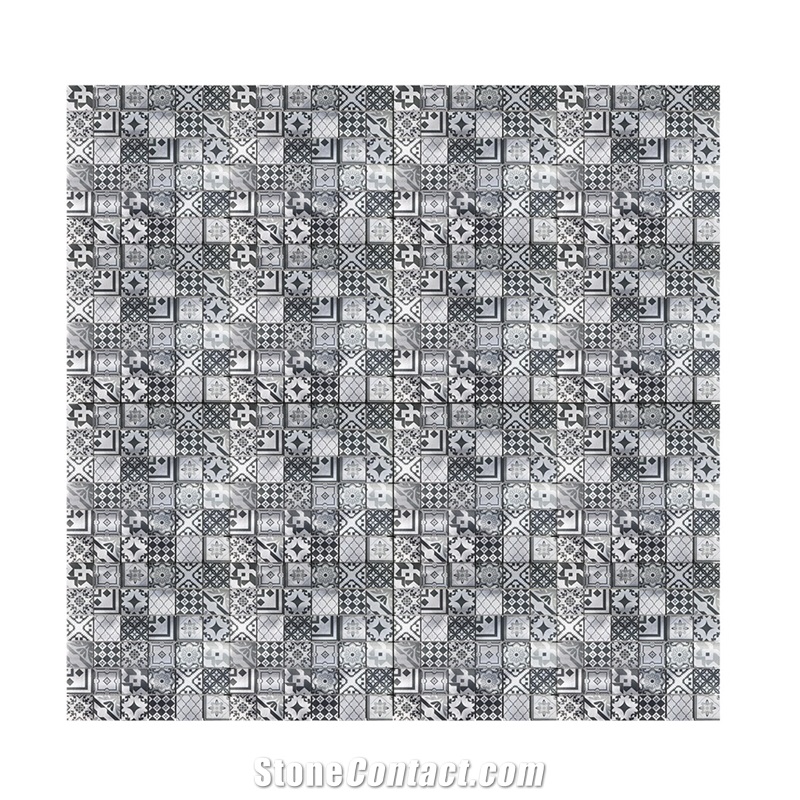 Inkjet Mosaic Grey Flower Pattern Tile