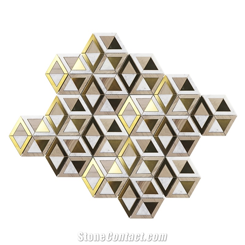 Natural Marble Stone Mix Metal Mosaic