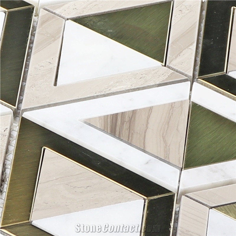 Natural Marble Stone Mix Metal Mosaic