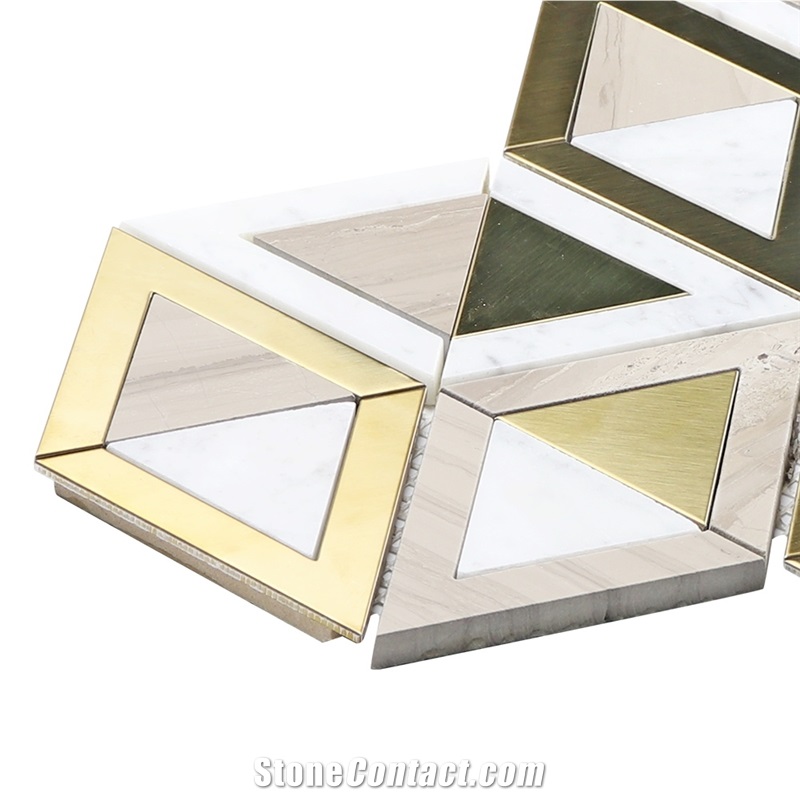Natural Marble Stone Mix Metal Mosaic