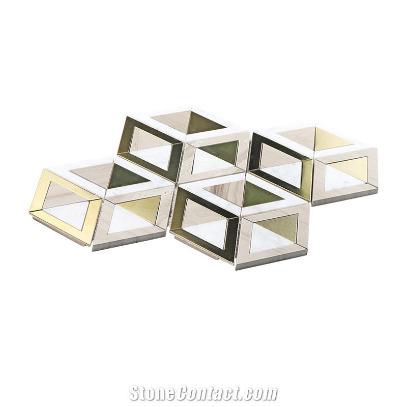 Natural Marble Stone Mix Metal Mosaic