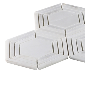 White Hexagon Marble Moasic Tile