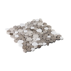 White Wood Marble Heart Shape Mosaic
