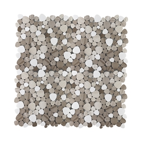 White Wood Marble Heart Shape Mosaic