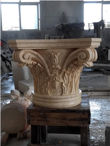 Beige Marble Capital Hand Carve
