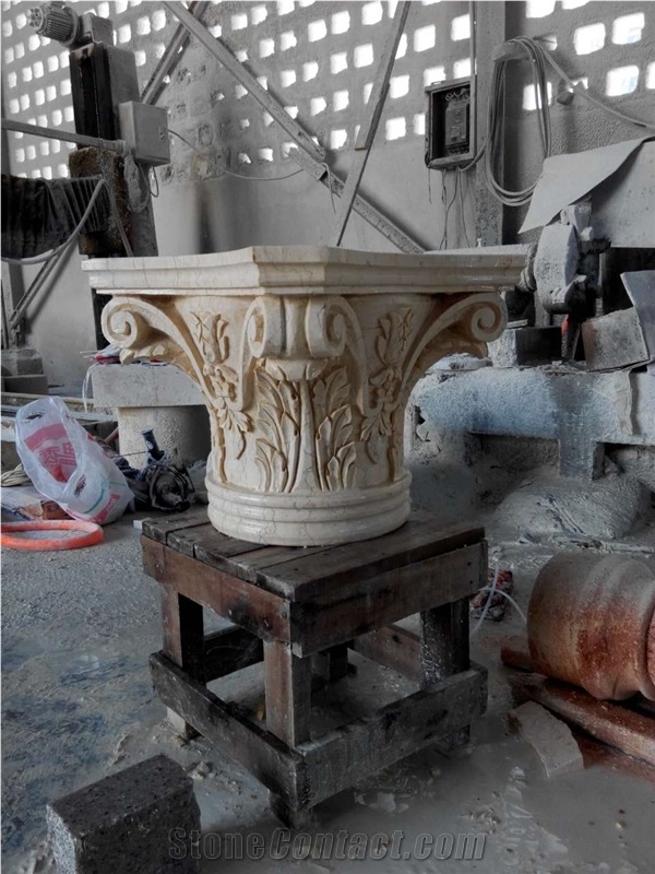 Beige Marble Capital Hand Carve