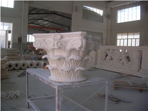 Light Beige Marble Capital Handcarved Roman Column Light Beige Marble Capital Handcarved Roman Column