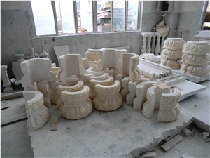 Light Beige Marble Capital Handcarved Roman Column